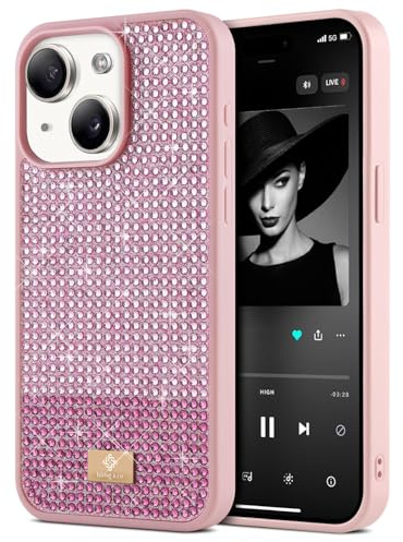BEZ Cover per iPhone 15 Plus Scintillio Glitter, Custodia per iPhone 15 Plus della Serie Bling & Co., Custodia Protettiva Sparkle Diamond Crystal Bling Case per iPhone 15 Plus, Rosa Caramella