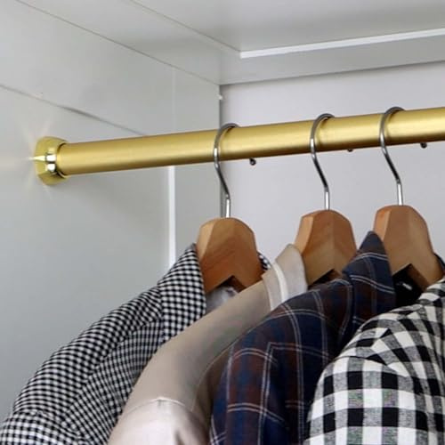 Kleiderschrankstange, goldene Kleiderbügelstange, zuschneidbare Schrankstange aus Metall, platzsparender Kleiderständer, Kleiderstangenlänge for Bekleidungsgeschäfte/Badezimmer/Waschküchen(120cm(47 1/