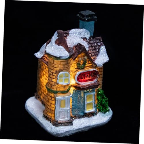 PRETYZOOM 4 Stück Weihnachtshausverzierung Weihnachtsdorf Dekorationen Kleine Wohndekoration Heimdekorationen Dekoration Für Weihnachtsfeiern Dekorationen Für Zuhause Beleuchtetes Dorf Harz
