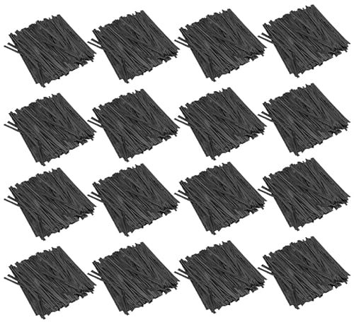 2PACKS 1600Pcs Twist Ties,Black Metal Wire Twist Ties,Foil Ties Metallic Twist Ties,for Bread Bags,Candy Bags Seal 6cm