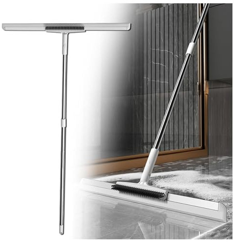 RYJYQYX Escobilla De Goma para Suelos, con Cepillo Y 2 Raspadores, Mango Ajustable De 125 Cm Escoba Mágica, Escoba Mágica para Piso De Concreto,Azulejo De Baño