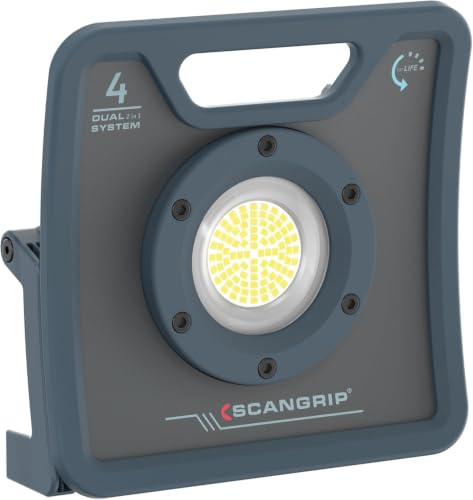 Scangrip NOVA 4 C Plus R, LED-Arbeitsleuchte, mit Griff, bietet zuverlässige und unterbrechungsfreie Beleuchtung, Wasser- und staubgeschützt, 4000 Lumen