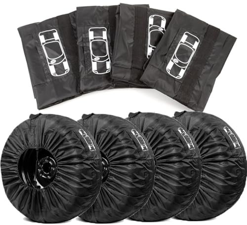 WHLYQF 4 Stück Reifentaschen, für Ford Mustang GT Reifentaschen-Set, Reifenschutzhülle, Wasserabweisend Auto Reifentaschen,A-S-Black