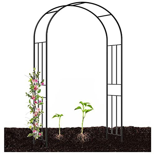 Arche de jardin en acier 300 cm x 240 cm - Grande arche d'extérieur pour plantes grimpantes, pelouse, décoration de fête de mariage - Noir