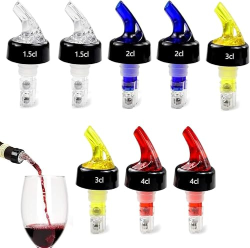 CLKE 8 Stück Schnapsspender, Spender CL,Flaschenausgießer, 2cl, 1.5cl, 3cl, 4cl Cldosierer für Flaschen, Schnapsausgießer, Ausgießer Spirituosen für Wine Cocktail Home Bar Getränke Wein
