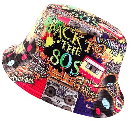JJDreams 80er Bucket Hut Unisex Fischerhut Retrol Hut Modischer Sommerhut, Faltbar, Outdoor-Anglerhut