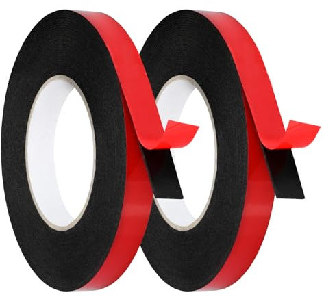Ouxayapl 2 Rouleaux de Ruban Adhésif Double Face Extra Forte, Imperméable et Résistant aux Hautes Températures,Adhesif Double Face Extra Fort pour Extérieur,La Décoration, Voiture（10Mx10MM/10Mx15MM）