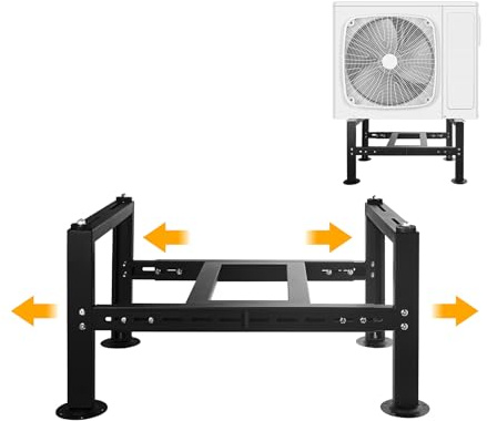 Mini Split Ground Stand for 18000-36000 BTU, Mini Split AC Bracket for Ductless Air Conditioners Heat Pump System,Heavy Duty Condenser Stand Adjustable Length 27.5 to 41.3 Max Load 550Lbs (Black)