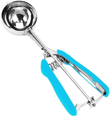 Ice Cream Scoop, Cookie Scoop, 4Tbsp/ 60ml/ 2oz Cookie Scoops for Baking, 18/8 Stainless Steel Cookie Scooper for Baking, Ice Cream Scooper with Trigger Release, Cookie Dough Scoop, Non-slip Blue Grip