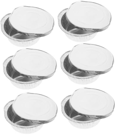 UPKOCH 6pièces Pot Aluminium Avec Couvercle Pour Barbecue Moules à Jetables Pot Aluminium De Cuisson à Usage Unique Alimentaire à Usage Unique
