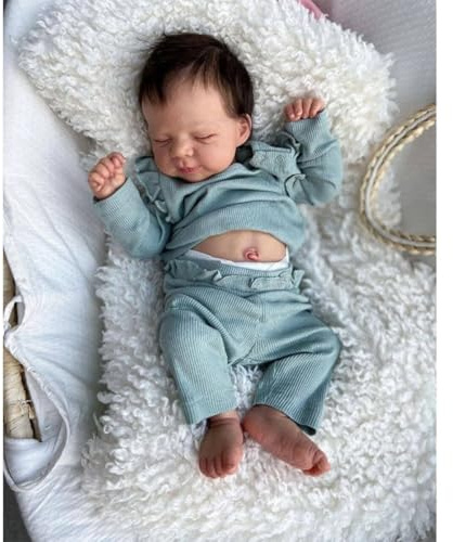 Lonian Poupées bébé Reborn helt i silikon Flickdocka realistisk bebisdocka av 48 cm, silikonbarn som ser ut som riktiga realistiska Reborn dockor med tillbehör (flickkropp)