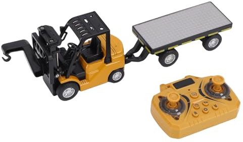 Denash Carretilla Elevadora RC 1:64, Mini Carretilla Elevadora de Control Remoto con Rotación de 360° y Aplicación, de Construcción de Aleación de Juguete con (Yellow)
