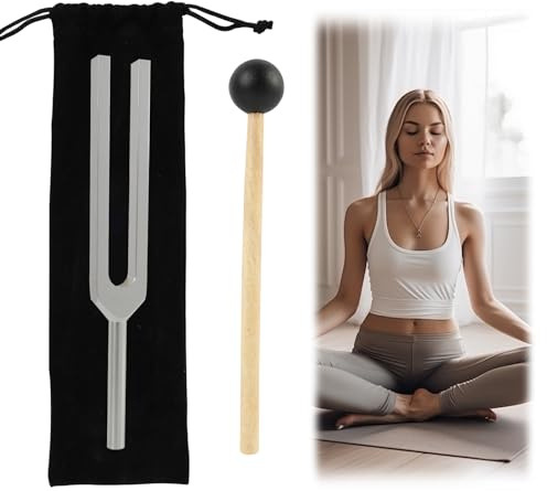 Juego de diapasón de 432 Hz, diapasón de aleación de aluminio con martillo de silicona y funda, resistente a la corrosión y ergonómica, terapia de sonido para curación, meditación, alivio del estrés