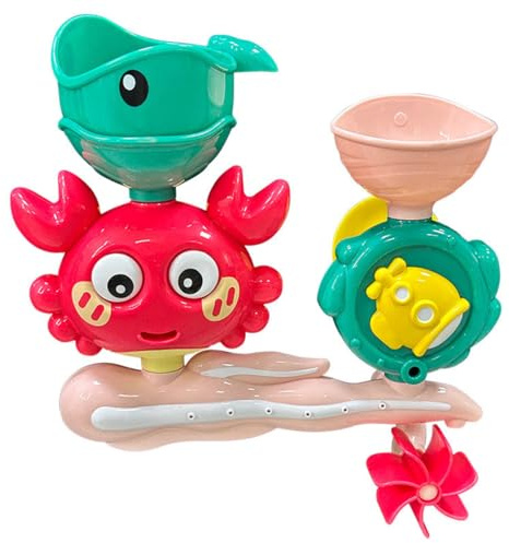 Badespielzeug für Kinder 1-3 Jahre, AB 1 Jahr Wasserspielzeug, Wasserspiel-Krabbe, Badewannenspielzeug Lernspielzeug Geschenk für Junge Mädchen Baby Geburtstag (Pink)
