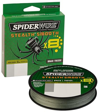SpiderWire Stealth® Smooth Superline, Moss Green, 30lb | 13.6kg, 125yd | 114m Braided Fishing Line, Suitable for Freshwater Environments