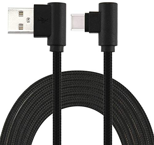 LoongGate Angled USB C Cables, Nylon Braided 90 Degree USB Type C to Type A - 1M(3.2ft) - Black