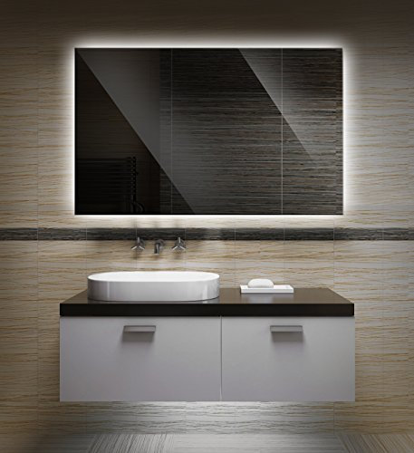 Bilderdepot24 Badezimmerspiegel mit Beleuchtung LED Spiegel - 50x40 cm -Badspiegel mit Licht - Design Spiegel für Bad und Gäste WC hinterleuchtet - beleuchteter Wandspiegel Rahmenlos - OZ-LED