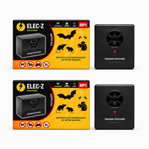 Satenco LOT 2 x RP1 Répulsif Ultrason Efficace Anti Chauve-Souris Insecte Rongeur Cafards Araignées Tiques Puces