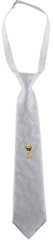 Cravate brocart satin blanc avec motif calice 14