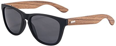 SHINU Damen polarisierte Sonnenbrille aus Holz UV400 Schutz Sommerbrille mit Holz Eyewear-FG6100 (mattschwarz & zebra, grau)