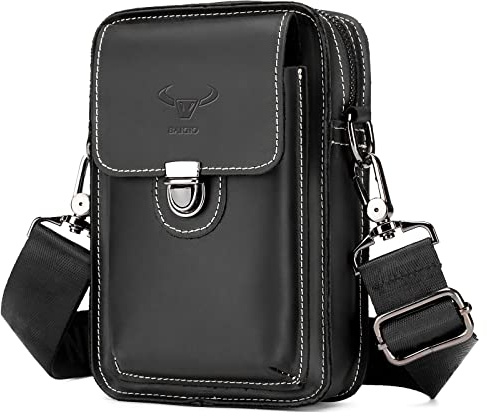 BAIGIO Handytasche Leder Vintage Gurteltasche Herren Hufttasche Klein Schultertasche Umhangetasche Retro-Stil