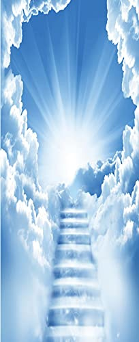 A.Monamour Türtapete Selbstklebend Türfolie Türposter 3D Treppe Im Blauen Himmel Weiße Wolken Vinyl Folie Türdeko Tapete Wandbild Türaufkleber Türtattoo 85 x 200 cm