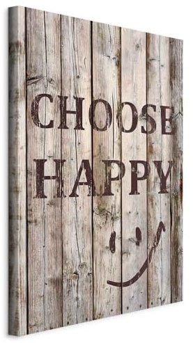murando - Akustikbild Motivation Bilder Akustikschaum Hochleistungsschallabsorber Schallschutz Leinwand 1 tlg Wandbild Raumakustik Schalldämmung Happy Glück Spruch m-A-0957-b-a
