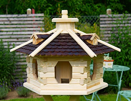 Vogelhaus V16 Natur Holzschindeldach (Größe riesig XXL, Dach Holzschindeln braun)