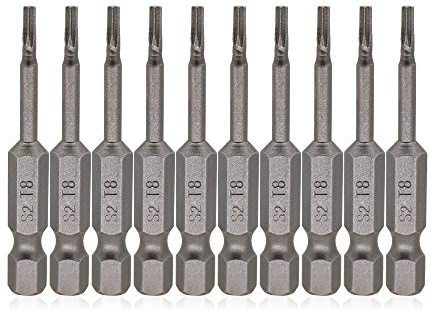 VictorsHome T8 Torx puntas de destornillador magnético, vástago hexagonal de 1/4 pulgadas, longitud de 2 pulgadas, estrella de seguridad de acero S2, kits de destornilladores de 6 puntos, 10 unidades