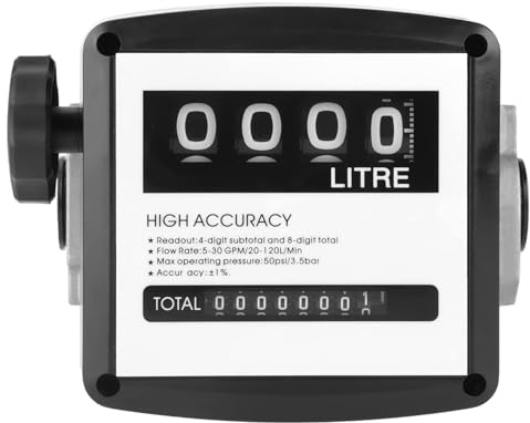 Contador con Rosca Interna, Contador de Combustible mecánico Digital, medidor de Flujo de Combustible Diesel, medidor de Aceite con Pantalla LCD Digital, para Contador de Queroseno de Gasolina