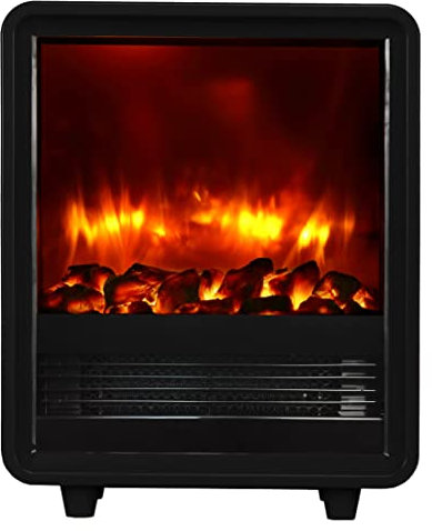 BALDERIA cheminée électrique autoportante George | Foyer sur Pieds avec Effet de Flammes 3D| Chauffage 2000W, éclairage LED | Cheminée de Sol avec télécommande, minuteur & Thermostat | Noir