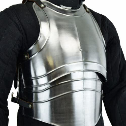 Antique Collection Medieval Knight - Pechera de acero calibre 18 con diseño de coraza, guerrero, regalo de día negro