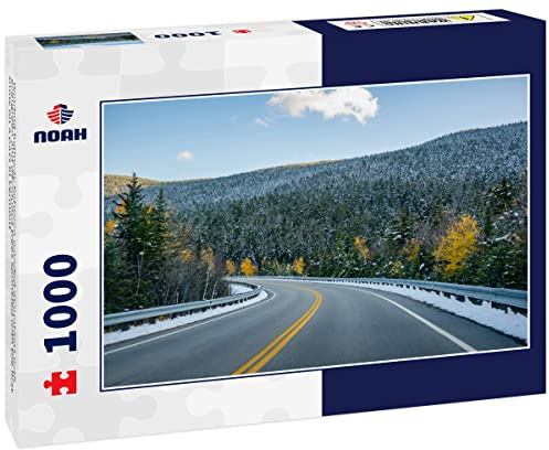 Noah Jigsaw Puzzle Winding Highway Between wooded Mountains with Evergreen and deciduous Trees Sprinkled with The First Snow on a Pass in Vermont 1000 Pieces
