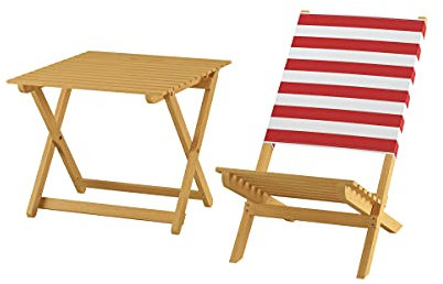 Erst-Holz Sei Varianti Solida seggiolina Anche x Adulti in Faggio Chiaro e Tessuto Bianco-Rosso V-10-353