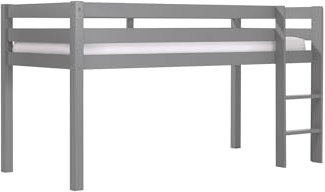 möbelando Spielbett >Pino< in Kiefer massiv grau lackiert - 210x114x106 (BxHxT)