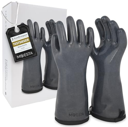 MOESTA-BBQ 20011 HeatPro Gloves – Guanti da forno in silicone – resistenti al calore fino a 250° Celsius, lavabili – M 8 antracite