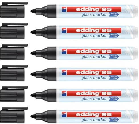 EDDING Glasmarker 95 schwarz, Rundspitze 1,5-3 mm, 6 Stück