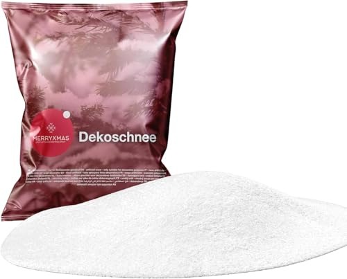 MERRYXMAS 5X Kunstschnee - täuschend echt - ca. 1000 ml -flauschig & glitzernd Schnee für Dekoration an Weihnachten