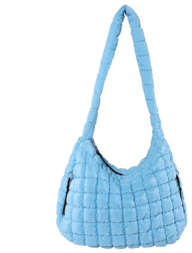 Fiorky Nylon-Umhängetasche, halbmondförmige Tasche for Damen, gepolsterte Tragetasche, gesteppt, stilvolle Pendlertaschen, einfarbig, Cloud-Hobo-Tasche for Damen, großes Fassungsvermögen
