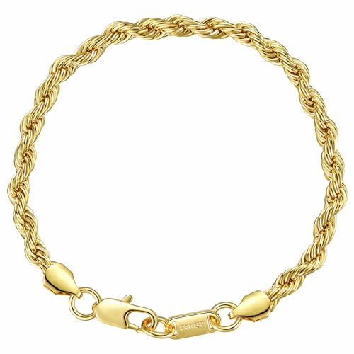 DJADEE Armband Gold 24 Karat vergoldet Kordelarmband Damen Herren, Nickelfrei, Hypoallergen,Wasserfest