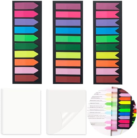 Lot de 600 bandes adhésives + 100 notes adhésives transparentes autocollantes - Marqueur de page pour marquer et mettre en évidence des textes