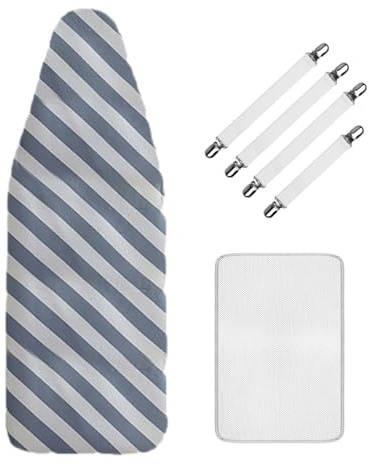 XNSHUN Bügelbrettbezug Bügeltischbezug Für Dampfbügeleisen, Elastischer Bügelbrettbezug Mit Halteklammer und Bügeltuch, Bügelbrettbezug Für Dampfbügelstation (135 x 56 cm,Stil B)