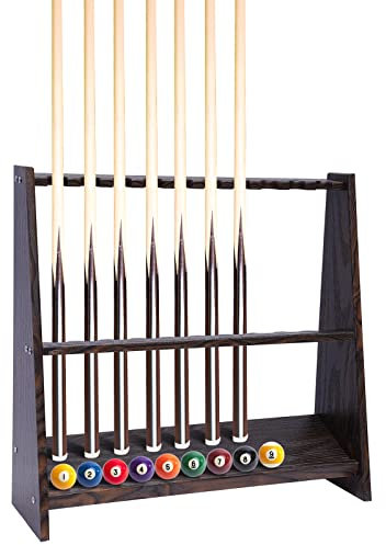 WindWilder Billiard Queue Halter für 10 Pool Billard Stick, Queueständer Pool Queue Rack Billard Aufbewahrung von Billard Angelrute Billardkugeln Billardwerkzeugen für Billardzimmer/Club, 60x20x57cm