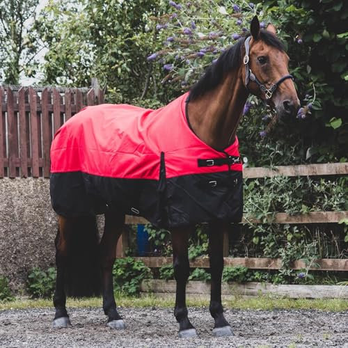eQuitack Your Passion Is Our Mission 1200 Denier Pferdedecke Regendecke mit Fleece Lining Rot/Schwarz 125cm