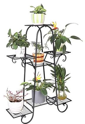 ygmmuixw Soporte para Plantas de Interior de Metal Resistente, Estante de exhibición de Flores de Hierro Forjado de Varios Niveles, diseño Elegante, Uso en Interiores y Exteriores