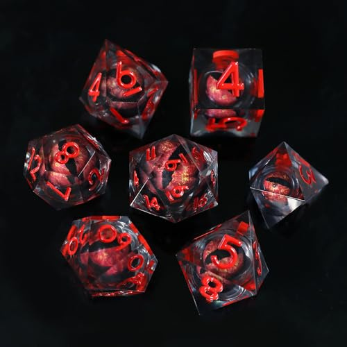 DND Würfel Set Schädel Augapfel Polyedrische Harz Spielwürfel Scharfkantige D&D Rollenspiel-Würfel für Dungeons and Dragons RPG MTG Ttrpg Pathfinder Rollenspiel D20 D12 D10 D8 D6 D4 mit Geschenkbox