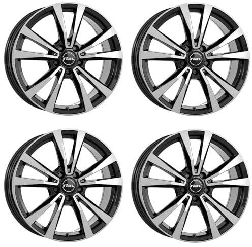 4x Rial Felgen M12 7.5Jx18 ET49 5x112 diamant-schwarz frontpoliert kompatibel mit MERCEDES-BENZ A B C CLA GLA GLB