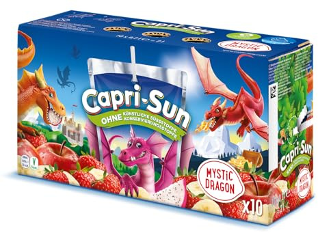Capri Sun Mystic Dragon - Caja con 10 x 200 ml Capri-Sun Mystic Dragon - Con Manzana, Fresa, Platano y Pitahaya