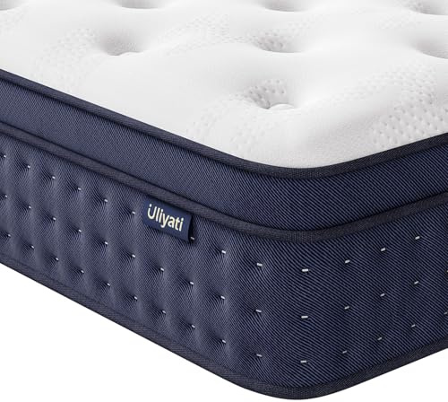 Uliyati 4FT6 Double Mattress, 12 Inch Gel Memory Foam Hybrid, 7-Zone Orthopaedic Pocket Sprung Support with Motion Isolation - Medium Firm, 135x190cm