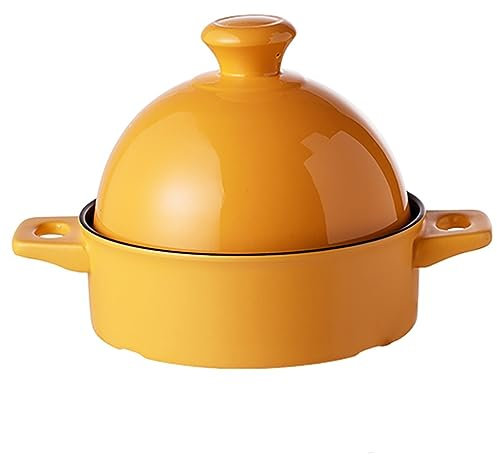 Tagine PotCeramic Moroccan Tagine Pot for Cooking, Casserole Dishes with 2 Handles and Anti-Scalding Silicone Gloves Tajine Induction Slow Cooker Saucepan Pot (Color : Orange)